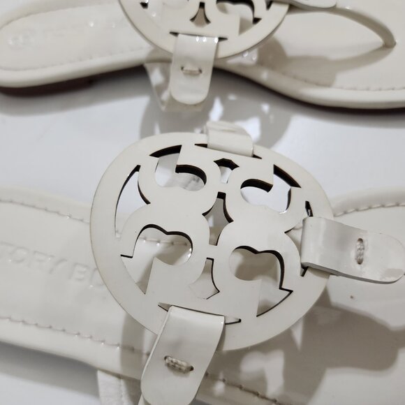 Tory Burch Miller Patent Soft Leather Sandals in Cream Women's Size 9.5 - Picture 3 of 12